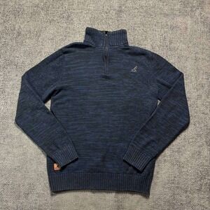 Kangol Quarter Zip Sweater Mens XL Navy Black Space Dye Sherpa Neck K9826